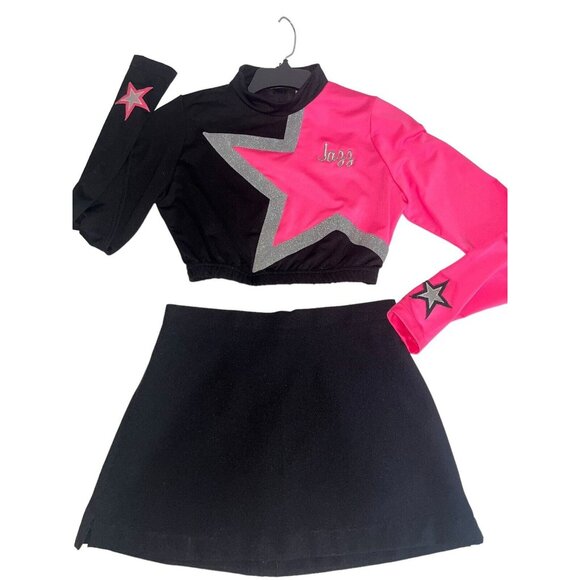L XL Adult Cheerleader Uniform Outfit Costume 4 Pc 40" Top 29" Skirt HOT Pink - Picture 2 of 11
